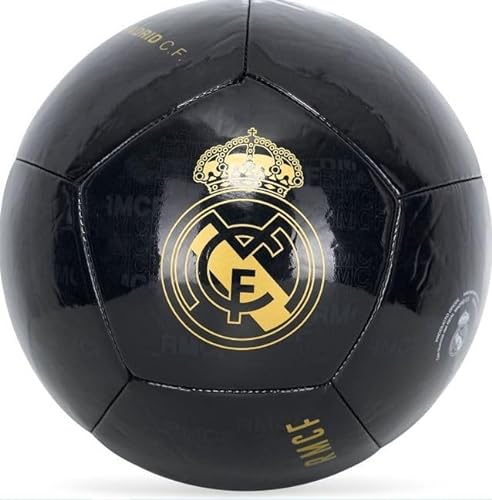Real Madrid Ballon Bouclier Doré Couleur Noir Brillant Taill